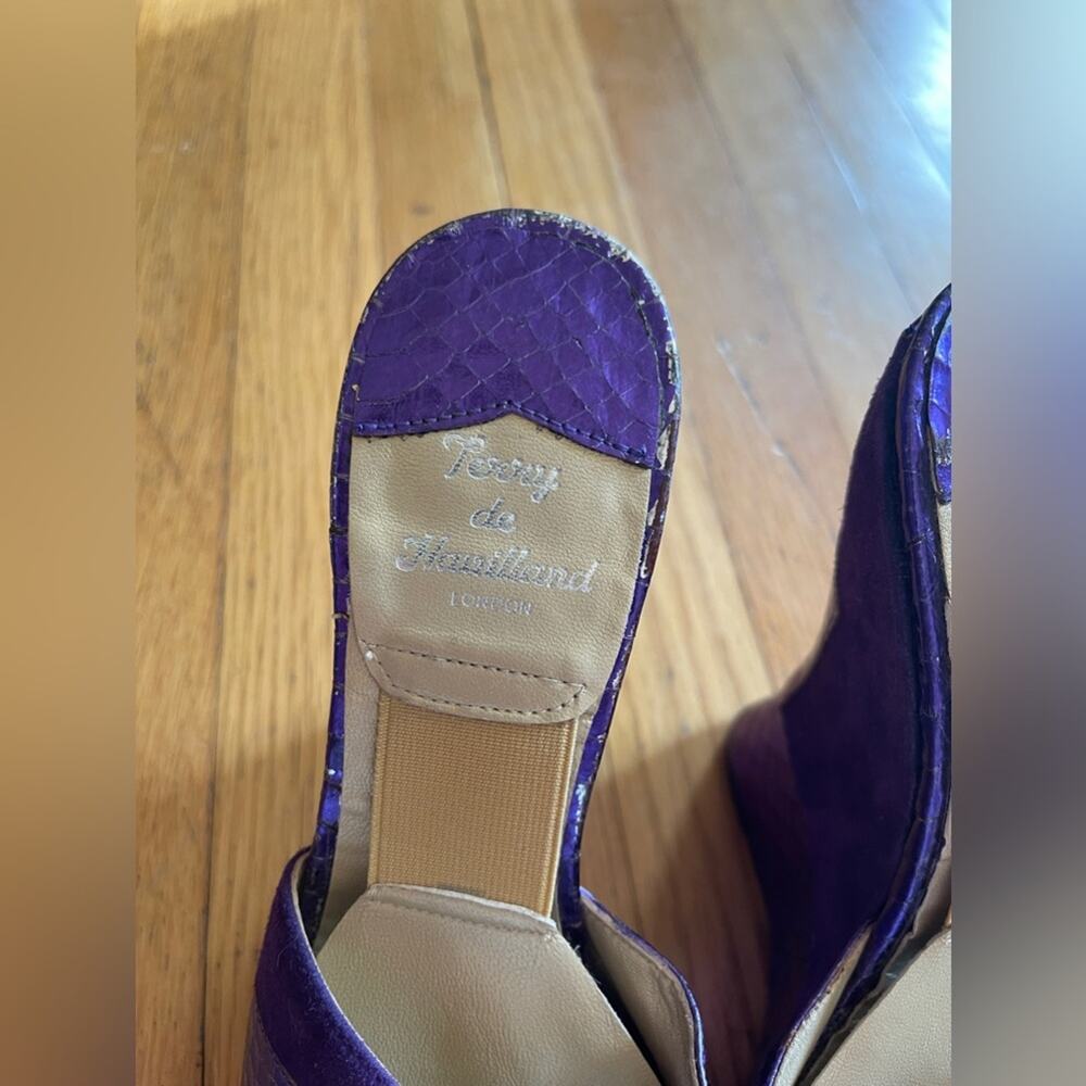 90s Vintage Terry De Havilland Purple Platform Wedge Heel - Picture 3 of 12